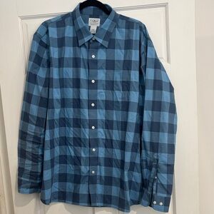 L.L. Bean Men's Blue Checkered Button-Down Shirt